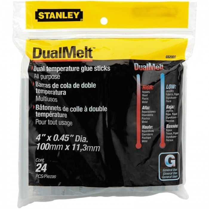 PEGAMENTO STANLEY DUALMELT GS20DT EN BARRA DE SILICÓN DE 4 IN X 0.45 IN BOLSA C24 PZAS