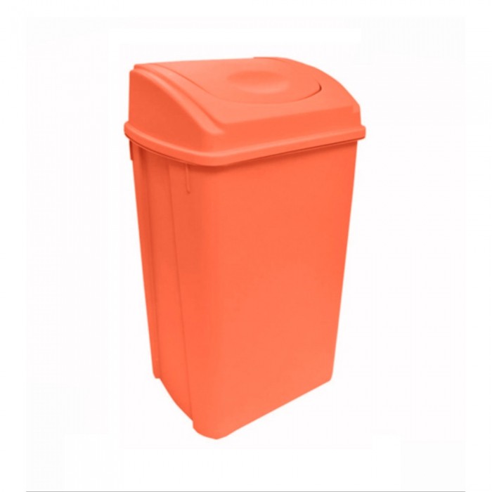 CESTO PARA BASURA SABLON 8761NA NARANJA TAPA TIPO BALANCIN CAPACIDAD DE 42 L