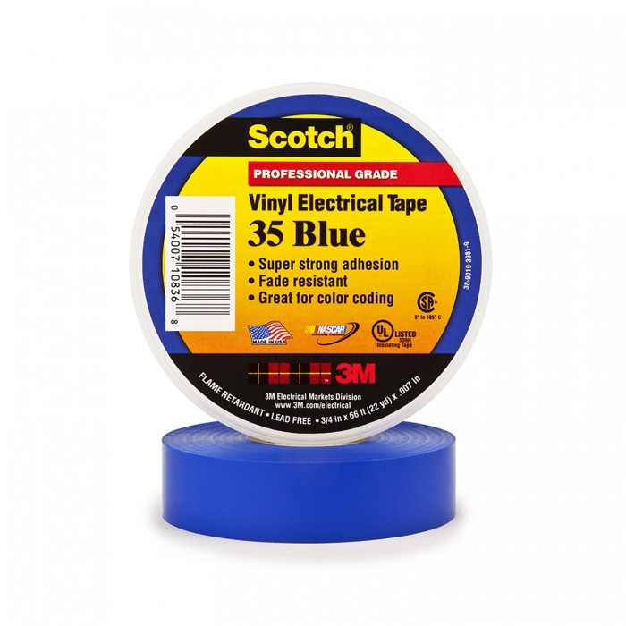 Cinta Electrica 3m 80610833925 Scotch 3m 35 de PvcPolivinilo CAdhesivo de Caucho Azul 34 In X 66 Ft