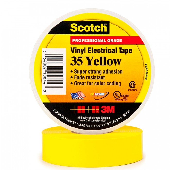 CINTA ELECTRICA 3M 80610833966 SCOTCH 3M 35 DE PVCPOLIVINILO CADHESIVO DE CAUCHO AMARILLO 34 IN X 66 FT