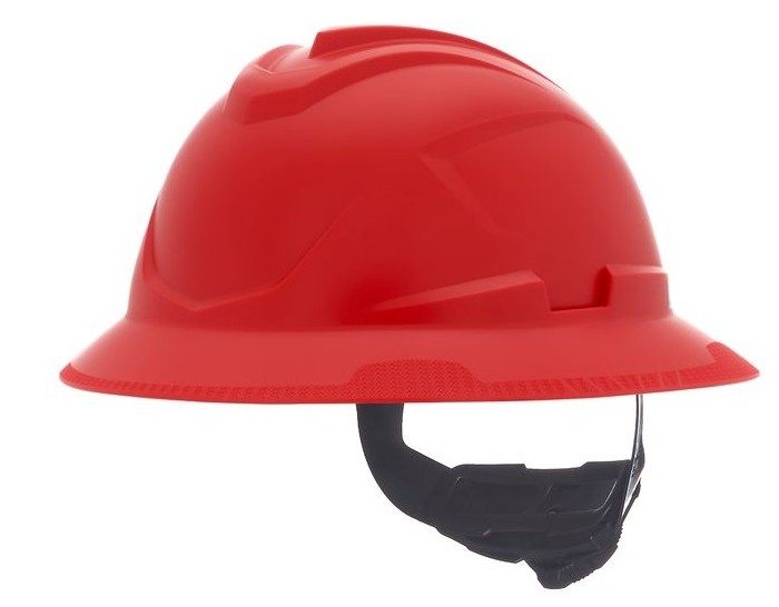 Casco Msa VGard C1 de Polietileno de Alta Densidad Rojo de Ala Completa No Ventilado Suspension de 4 Puntos CAjuste FasTrac Iii