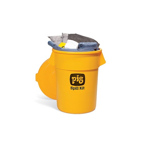 KIT PDERRAMES NEW PIG UNIVERSAL CAP DE ABSORBENCIA 39 GAL CCONTENEDOR AMARILLO 55 GAL