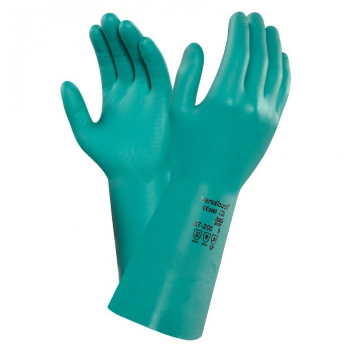 GUANTE ANSELL ALPHATEC 37200 REUTILIZABLES DE NITRILO VERDE 8 ML 13 IN PUÑO RECTO T8